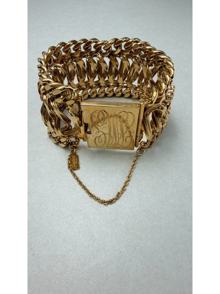 Richelieu Gold Tone Chain Bracelet Wide Statement Safety Chain Vintage